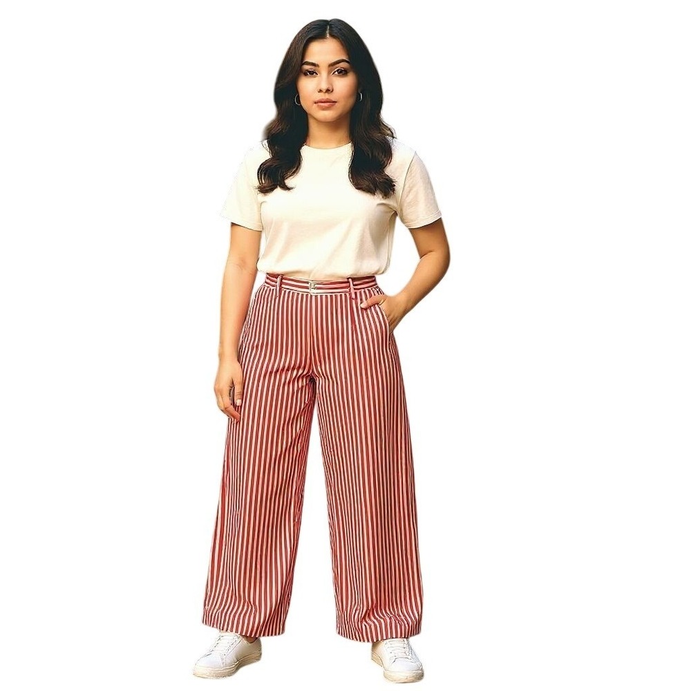 VTG Benetton Pants 80s NWOT‎ Made in Italy Nautical Red White Stripe Anchor US 4